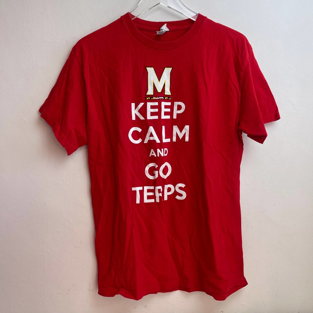 Keep Calm Go Terps University Maryland Terrapins Turtle Basketball T-shirt Large
